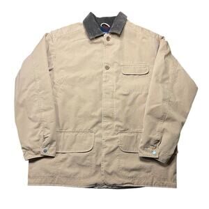 Vtg Polo Ralph Lauren Corduroy Collar Field Jacket Men’s XL Khaki Plaid Lined